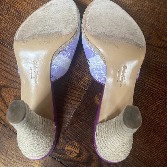 Ferragamo Andromaki Fabric & Leather Heel Sz 10 - Picture 14 of 14